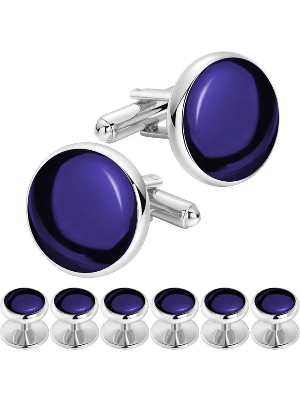 Elegant Men's Cufflinks & Tuxedo Studs Set with Gift Box - Perfect for Weddings